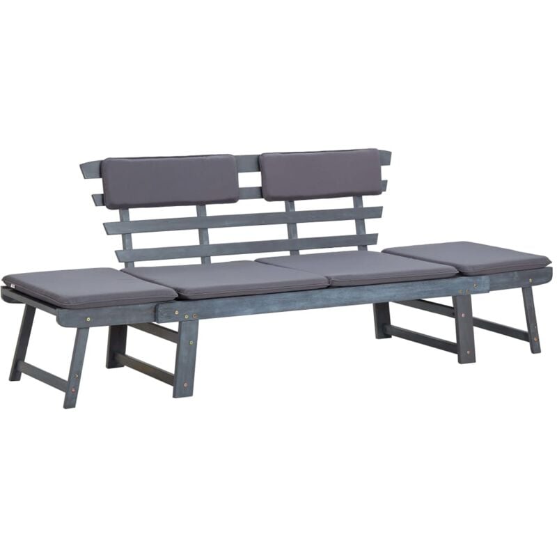 Vidaxl - Banc de jardin avec coussins 2-en-1 190 cm Gris Bois d'acacia