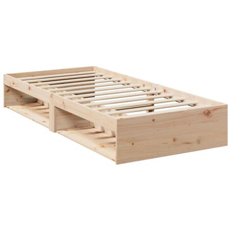Vidaxl – Lit de jour 80x200 cm en bois de pin massif – Sommier à lattes inclus – Espace de rangement sous le lit – Capacité 100 kg