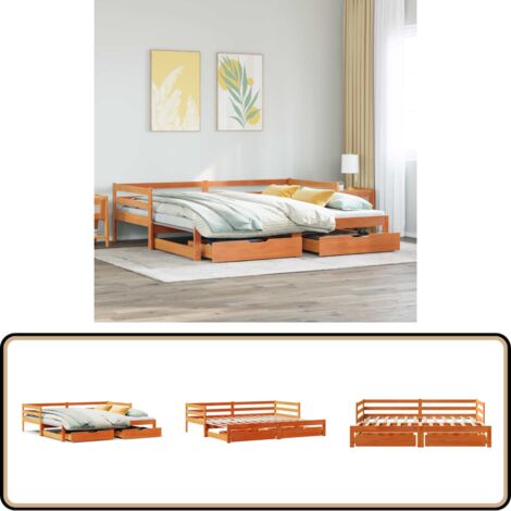 vidaXL Lit de jour avec gigogne et tiroirs sans matelas 90x200 cm