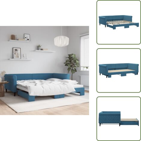 vidaXL Lit de jour avec gigogne sans matelas bleu 100x200 cm