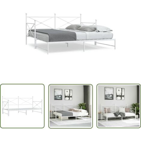 vidaXL Lit de jour avec lit gigogne sans matelas blanc 100x190cm acier