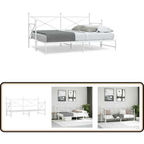 vidaXL Lit de jour avec lit gigogne sans matelas blanc 90x200 cm acier