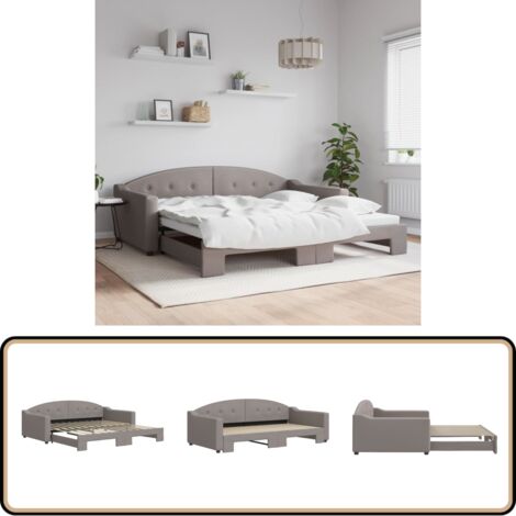vidaXL Lit de jour avec lit gigogne taupe 100x200 cm tissu
