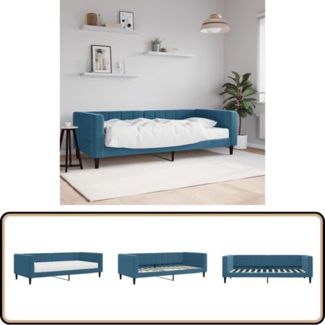 vidaXL Lit de jour avec matelas bleu 90x200 cm velours