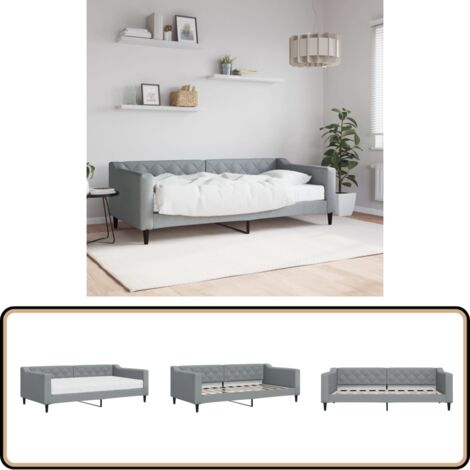 vidaXL Lit de jour avec matelas gris clair 90x190 cm tissu