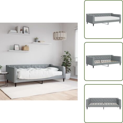 vidaXL Lit de jour avec matelas gris clair 90x190 cm tissu