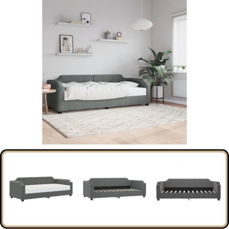 vidaXL Lit de jour avec matelas gris foncé 90x190 cm tissu
