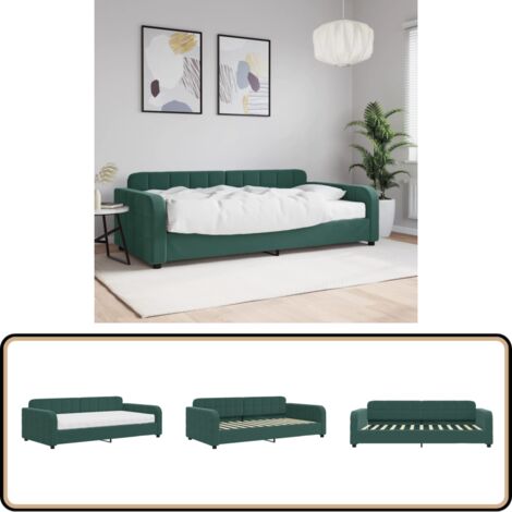 vidaXL Lit de jour avec matelas vert foncé 100x200 cm velours