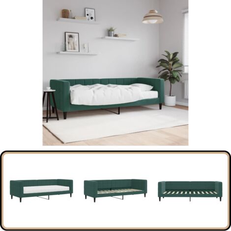 vidaXL Lit de jour avec matelas vert foncé 80x200 cm velours