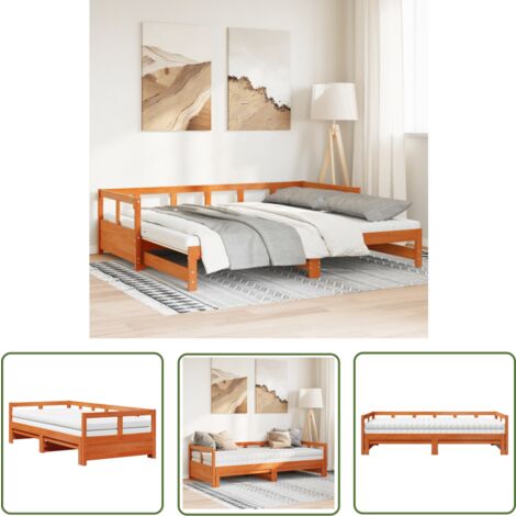 vidaXL Lit de jour et lit gigogne et matelas 90x190 cm bois pin massif