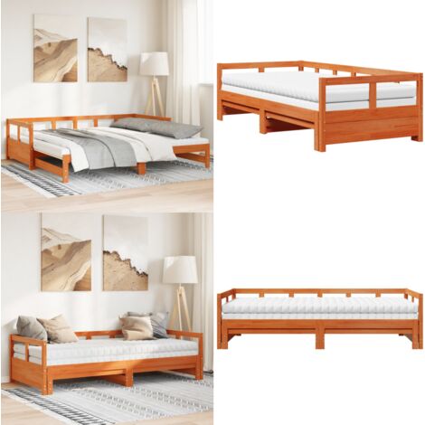vidaXL Lit de jour et lit gigogne et matelas 90x190 cm bois pin massif
