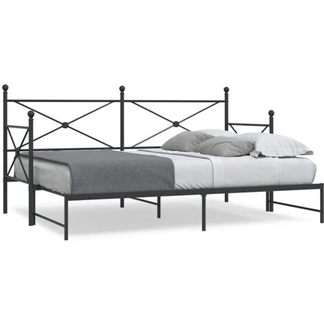 vidaXL Lit de jour et lit gigogne sans matelas noir 90x190 cm acier