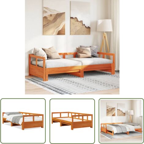 vidaXL Lit de jour sans matelas cire marron 80x200 cm bois pin massif