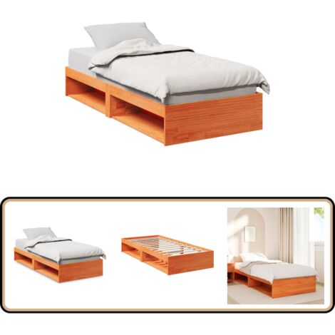 vidaXL Lit de jour sans matelas cire marron 90x200 cm bois pin massif