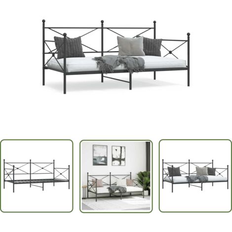 vidaXL Lit de jour sans matelas noir 100x190 cm acier