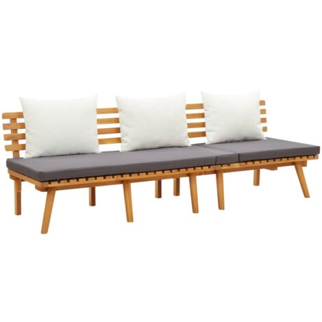 Vidaxl – Lit de repos de jardin 200x65 cm – Bois d'acacia massif – Tête de lit réglable – Coussins confortables inclus