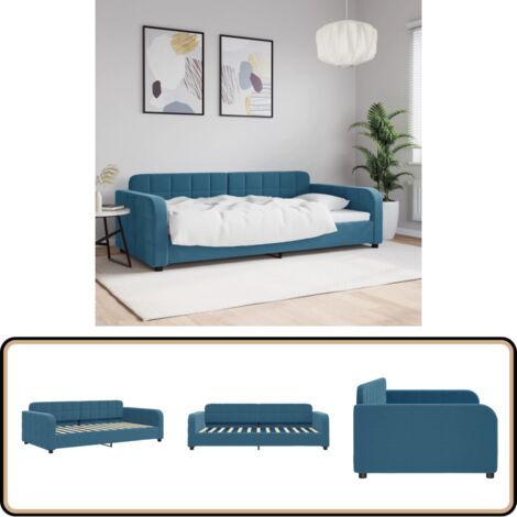 vidaXL Lit de repos sans matelas bleu 100x200 cm velours