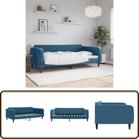 vidaXL Lit de repos sans matelas bleu 100x200 cm velours