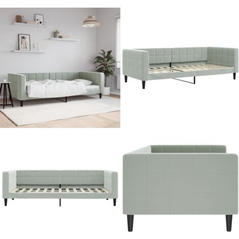 vidaXL Lit de repos sans matelas gris clair 90x200 cm velours