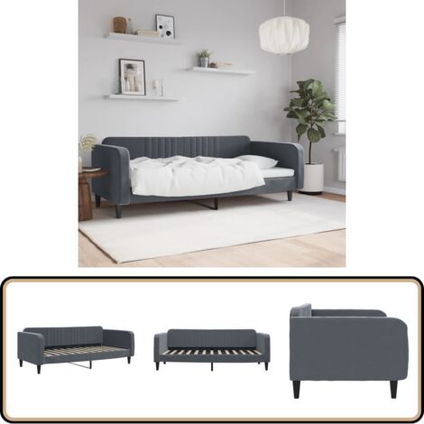 vidaXL Lit de repos sans matelas gris foncé 100x200 cm velours