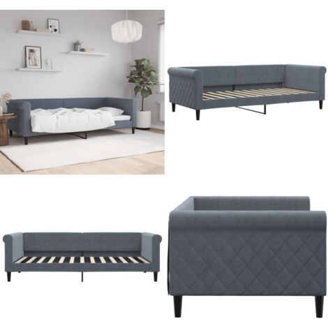 vidaXL Lit de repos sans matelas gris foncé 90x200 cm velours