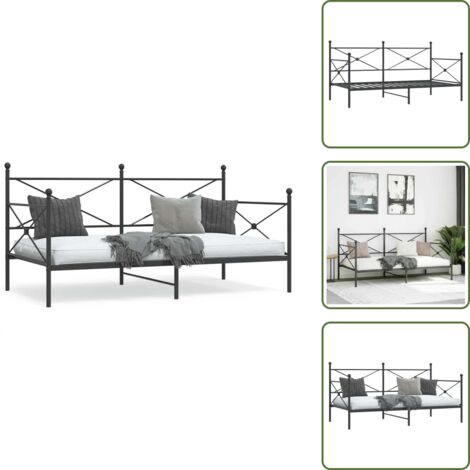 vidaXL Lit de repos sans matelas noir 100x200 cm acier