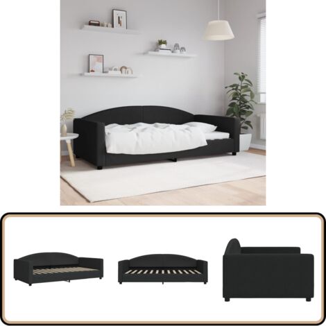 vidaXL Lit de repos sans matelas noir 100x200 cm tissu