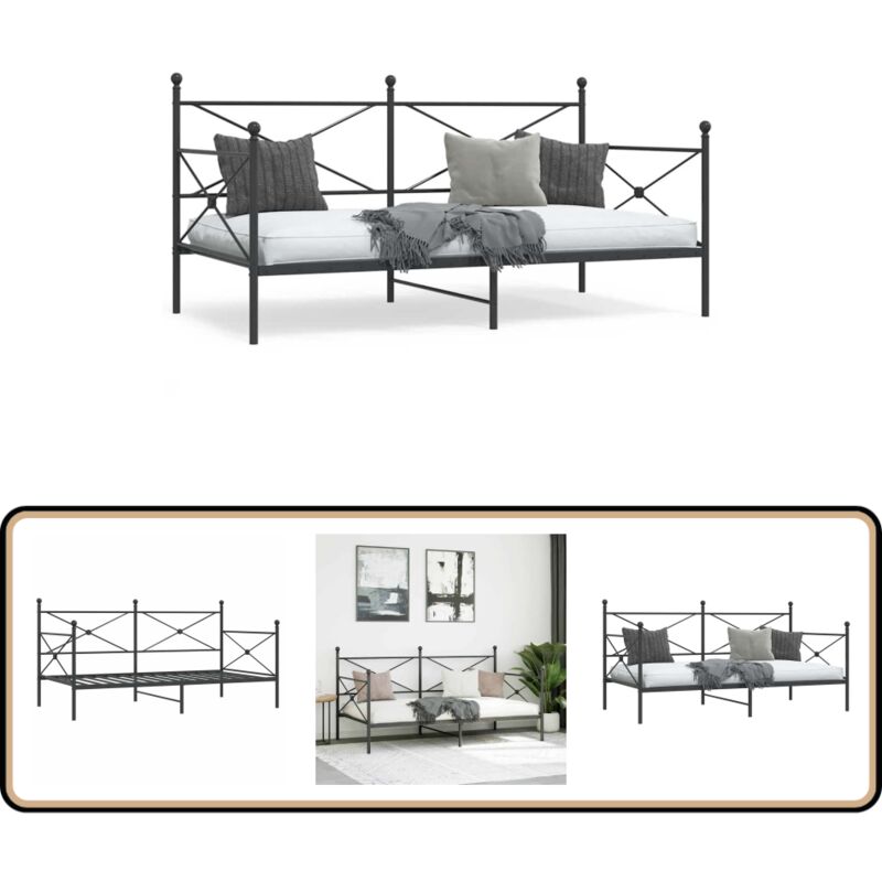 Vidaxl - Lit de repos sans matelas noir 107x203 cm acier
