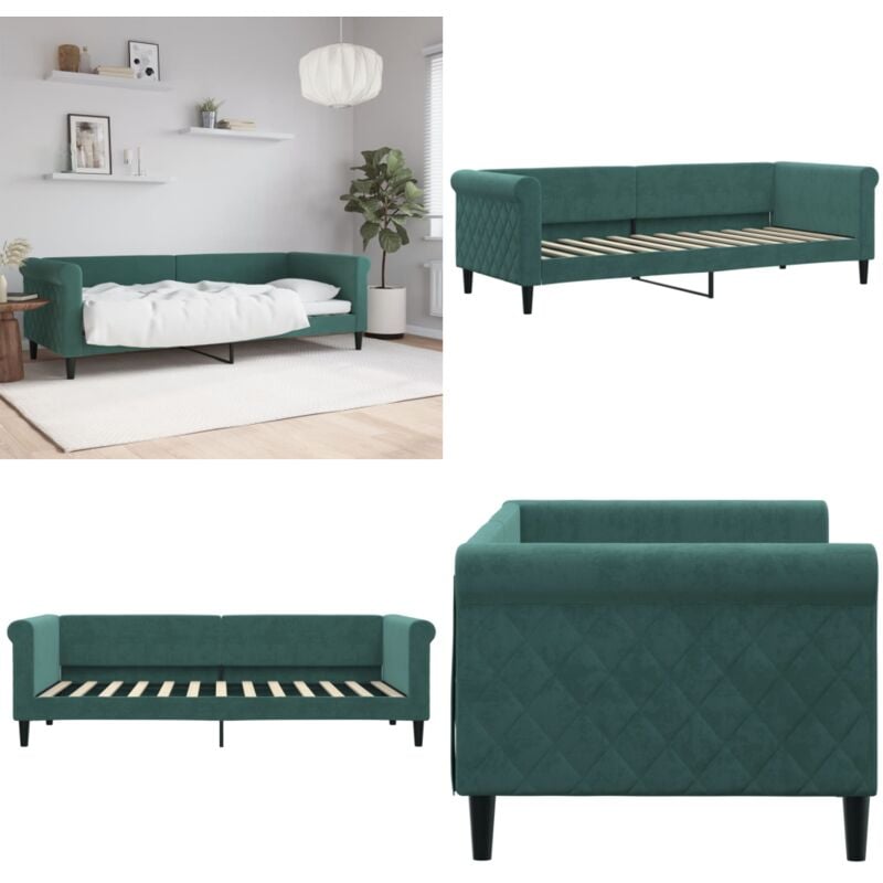 Vidaxl - Lit de repos sans matelas vert foncé 80x200 cm velours