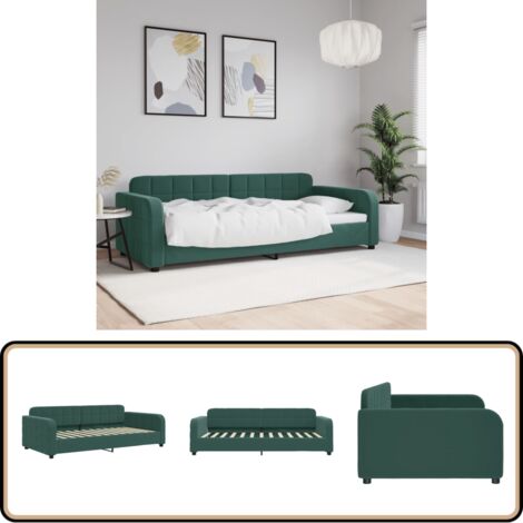 vidaXL Lit de repos sans matelas vert foncé 90x200 cm velours