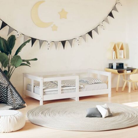 Vidaxl – Lit évolutif bébé blanc 70x140 cm en bois de pin massif – Hauteur basse pour accès facile – Assemblage requis – Convient de 18 mois à 4 ans