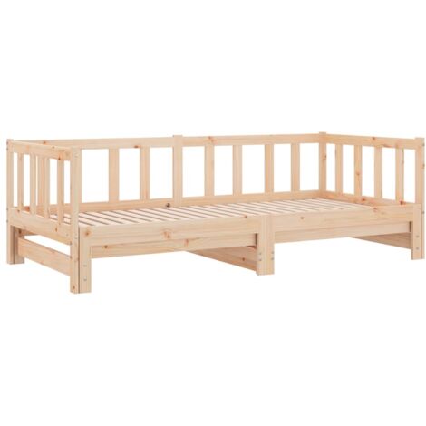 Vidaxl – Lit gigogne en bois massif 90x190 cm – Sommier à lattes pour meilleure circulation d'air – Utilisation comme canapé ou lit d'appoint