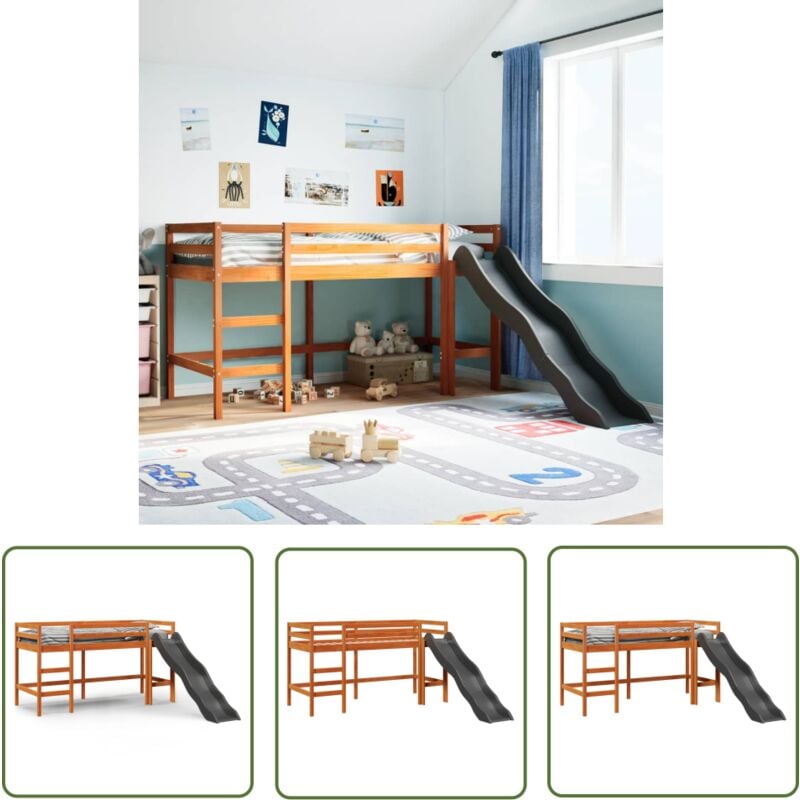 vidaXL Lit mezzanine d'enfants sans matelas 90x200 cm bois pin massif