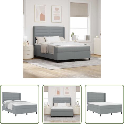 vidaXL Lit moderne -  Lit à ressorts avec matelas Gris clair 200 x 160 cm tissu