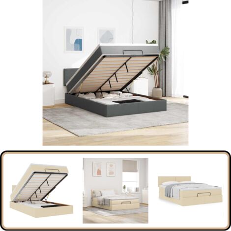vidaXL Lit ottoman avec matelas crème 140x190 cm tissu