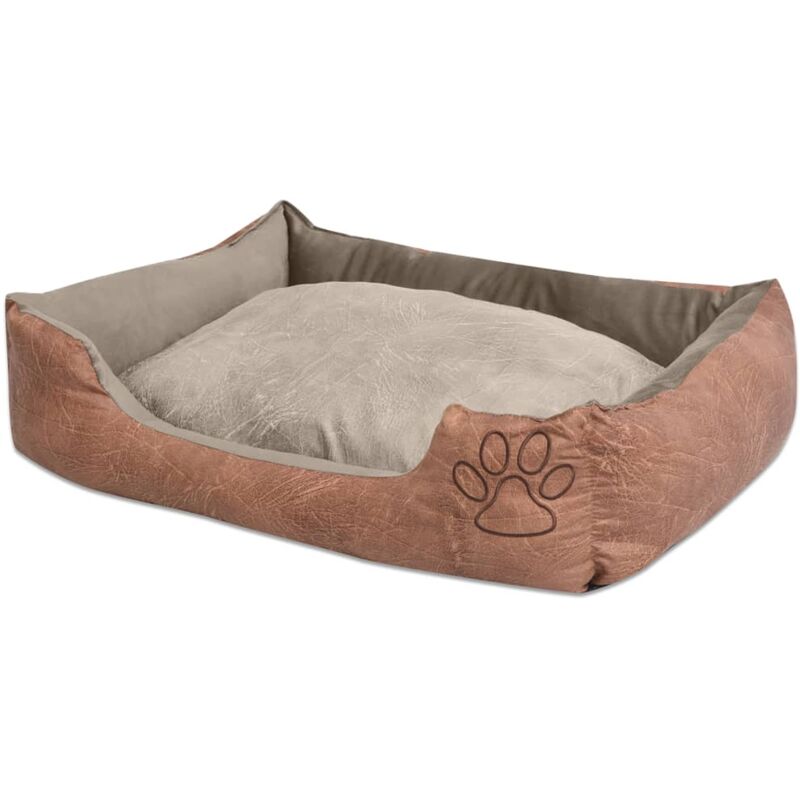 Lit pour chiens avec coussin Cuir artificiel pu Taille xl Beige