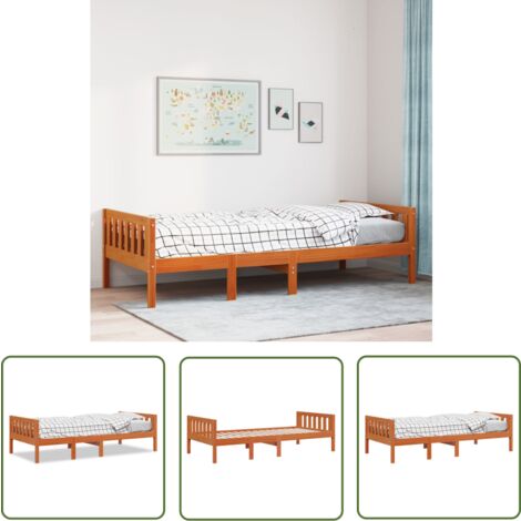 vidaXL Lit pour enfants sans matelas cire marron 90x200 cm pin massif