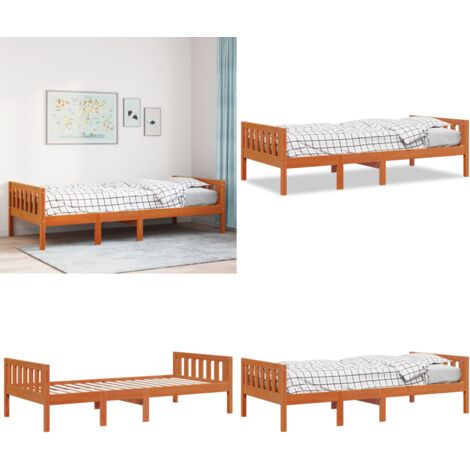 vidaXL Lit pour enfants sans matelas cire marron 90x200 cm pin massif