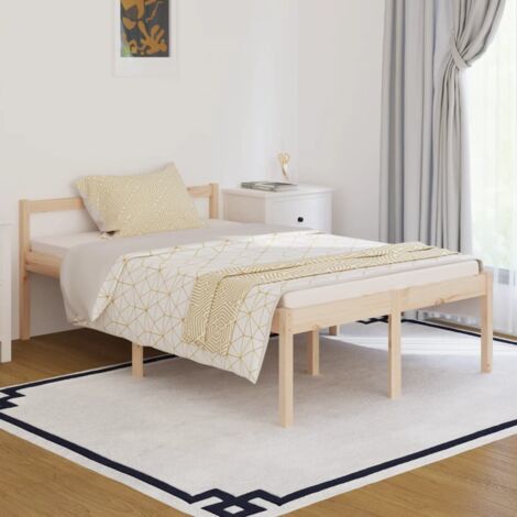 Vidaxl – Lit pour personne âgée 120x190 cm – Bois massif pin – Hauteur d'assise 45 cm – Espace de rangement sous le lit