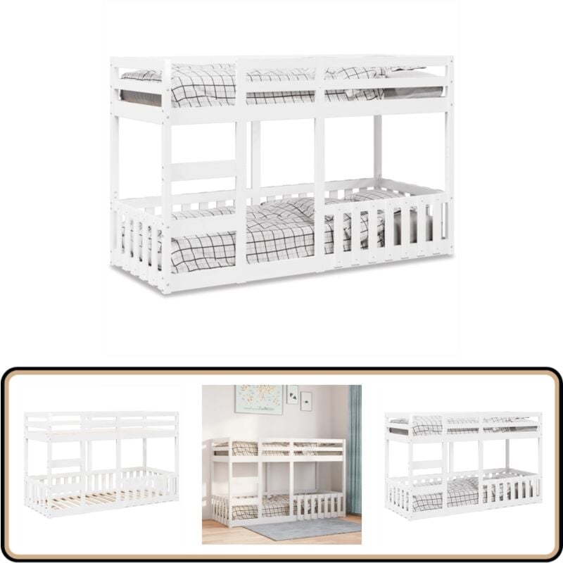 Vidaxl - Lit superposé Blanc 75x190 cm Bois de pin massif