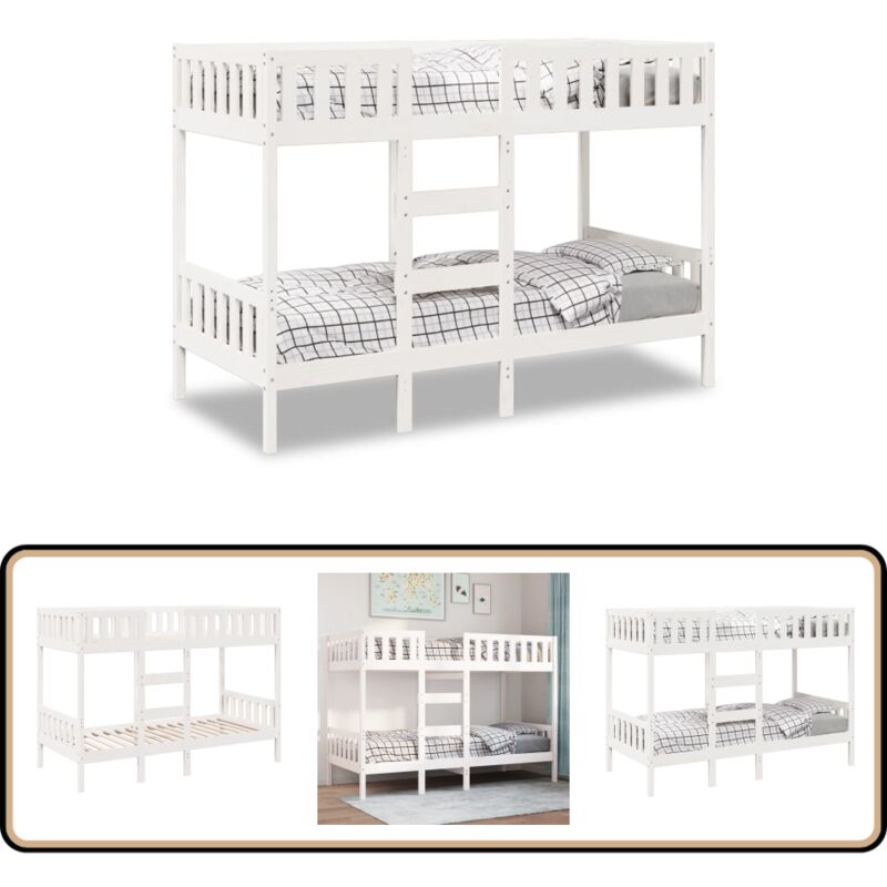 Vidaxl - Lit superposé Blanc 80x200 cm Bois de pin massif