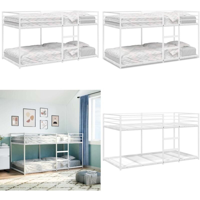 Vidaxl - Lit superposé sans matelas blanc 100x190 cm acier