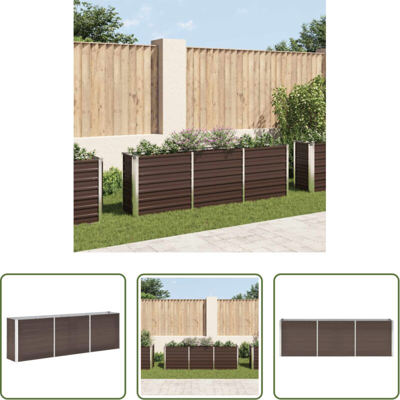 Jardinière métal - Lit surélevé de jardin Acier galvanisé 240x40x77 cm Marron