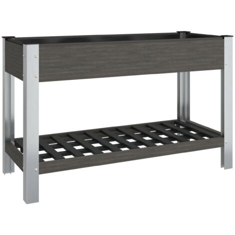 vidaXL Lit surélevé de jardin avec étagère Gris 120x50x75 cm WPC