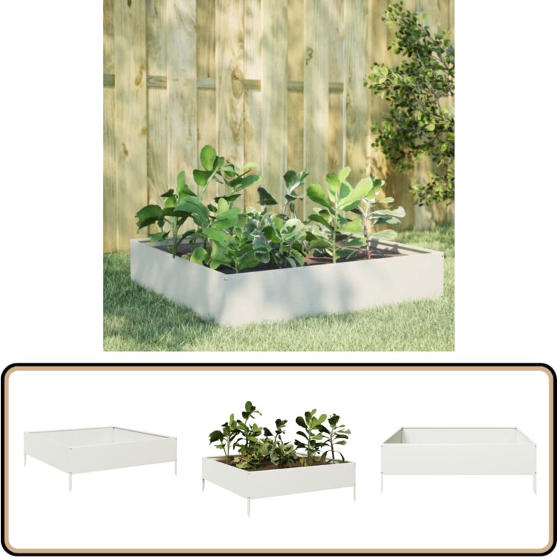 Vidaxl - Lit surélevé de jardin blanc 100x100x33,5 cm acier