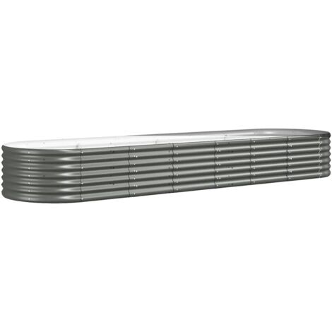 Vidaxl – Lit surélevé de jardin en acier enduit de poudre 296x80x36 cm – Résistant aux intempéries – Pot à fleurs ovale pour cultures variées