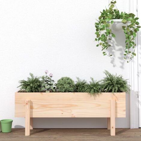 Vidaxl – Lit surélevé de jardin en bois de pin massif 101x30x38 cm – Espace suffisant pour plantes – Fonction décorative pour balcon et patio