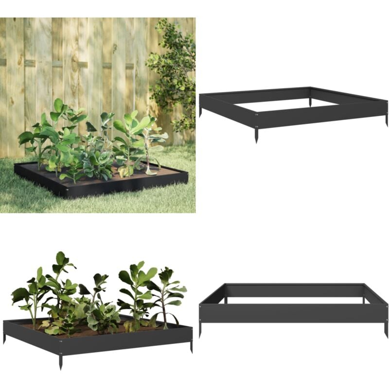 Vidaxl - Lit surélevé de jardin noir 100x100x18,5 cm acier