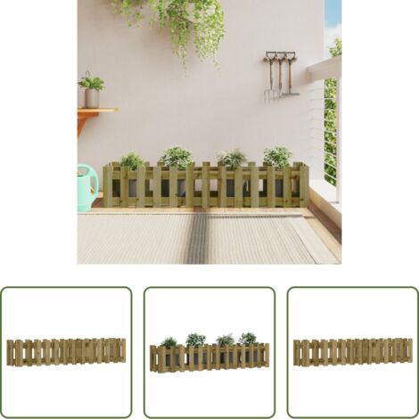 vidaXL Lit surélevé -  Lit surélevé de jardin design de clôture bois de pin imprégné