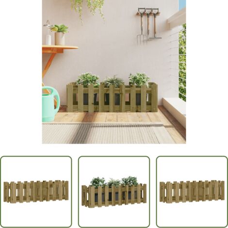 vidaXL Lit surélevé -  Lit surélevé de jardin design de clôture bois de pin imprégné